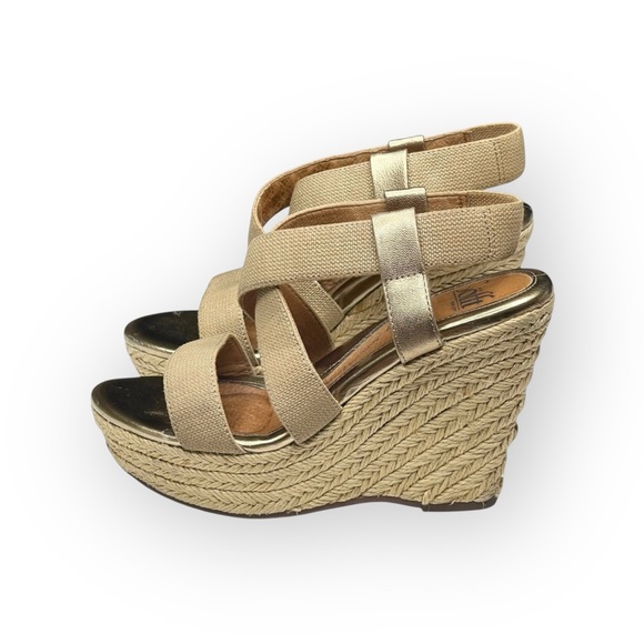 Sofft  Perla Wedge Slingbacks Espadrilles Sandals  Truffle Metallic Gold  6.5 - Picture 7 of 16